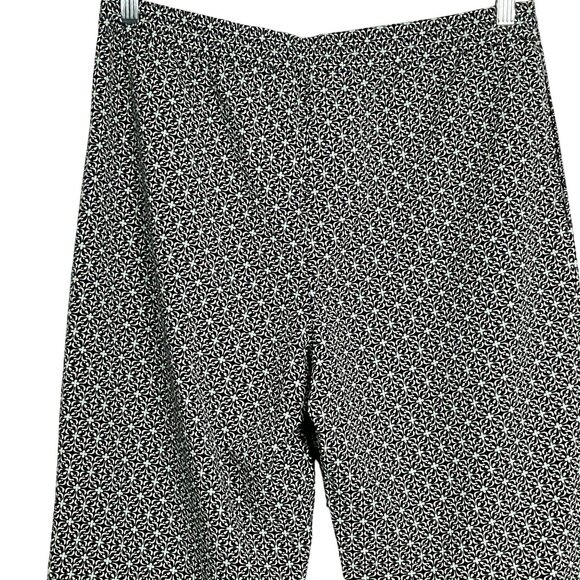 Talbots Outlet Drawstring Elastic Waist Pant, Navy White Geometric Print, sz 12 - Picture 8 of 11